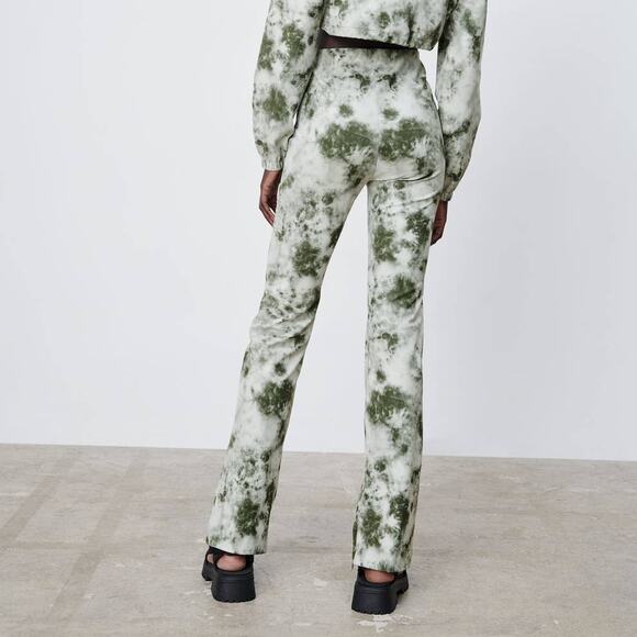 Zara Tie Dye Flared Leggings Pants Side Zip - Picture 6 of 11